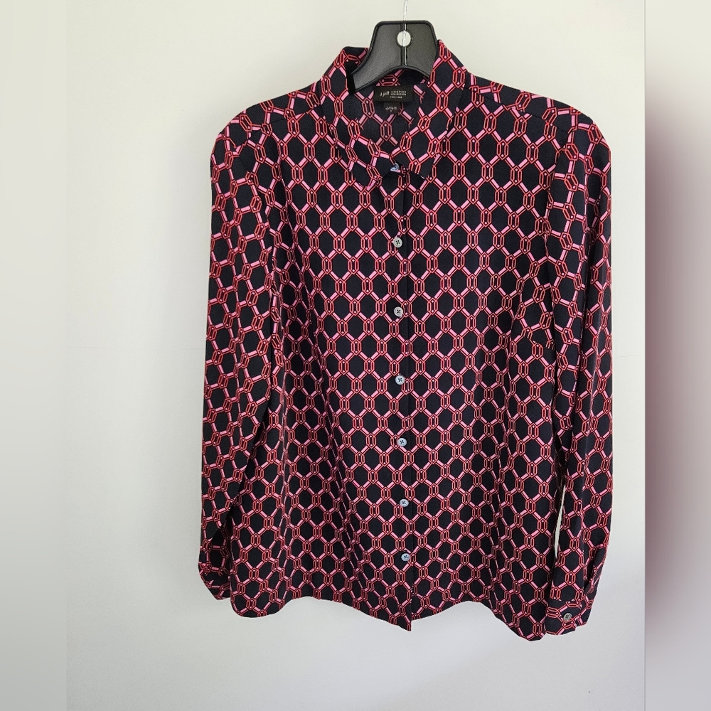 J. Jill Wearever Geometric Button Down Blouse
